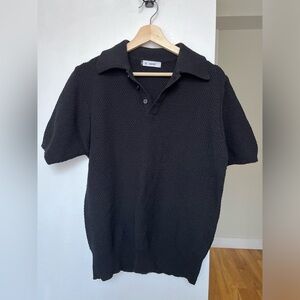 SIGNATURE (Korean brand) Men’s Black Short Sleeve Knit Polo Sweater Size Medium
